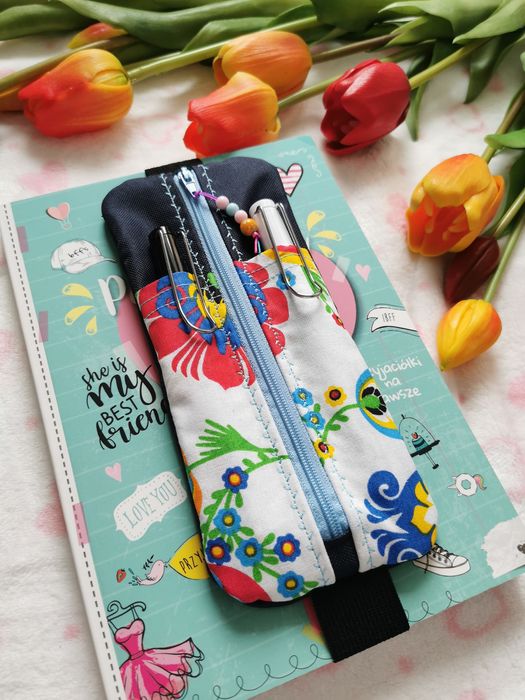 Piórnik na gumce na notatnik hand made