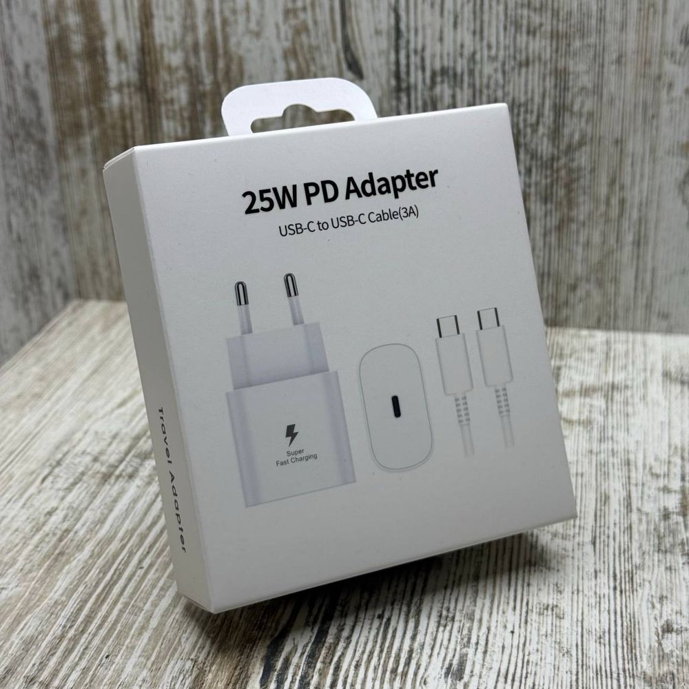 Быстрая зарядка 25W с кабелем для Samsung. USB-C Type-C