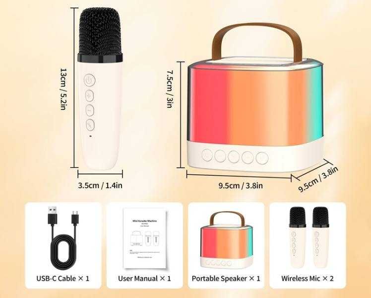 2 x Mikrofon bezprzewodowy + głośnik bluetooth Zestaw Karaoke Lamex