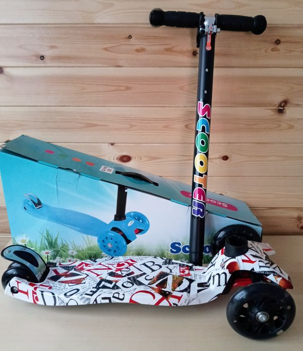 Hulajnoga trójkołowa Scooter-GAZETA-dla dzieci, nowa, świecące kółka