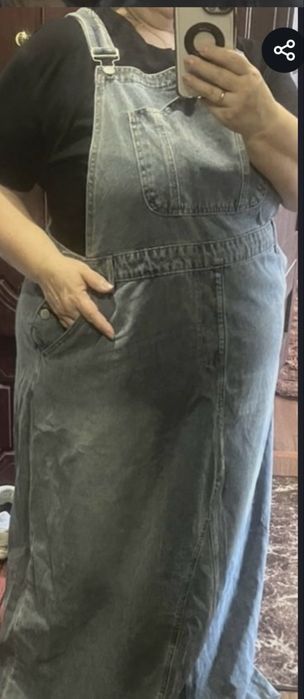 Джинсовый комбинезон-юбка большого размера