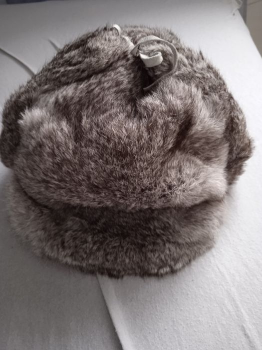 Czapka uszatka z naturalnego futra królika