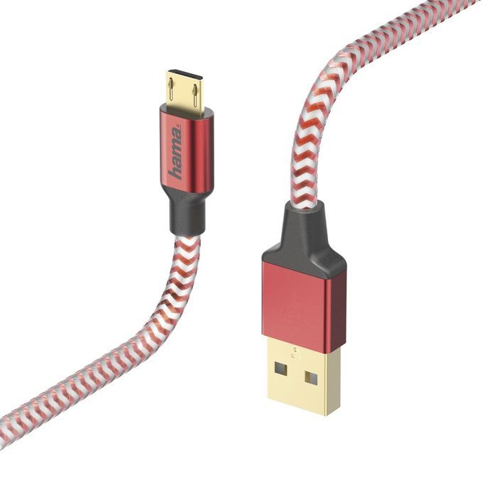 Hama Kabel ładujący micro USB - USB A, 1,5m, czerwony OUTLET