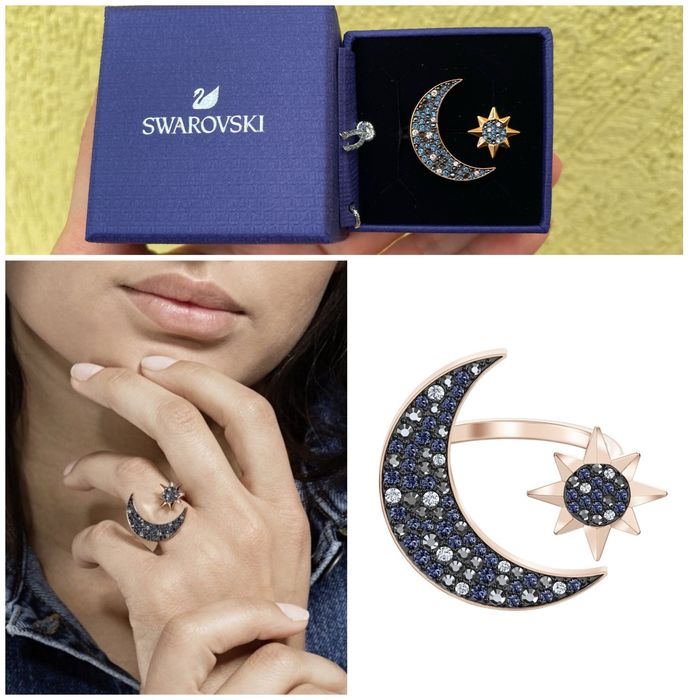 Нова коктейльна каблучка Swarovski місяць і зорі