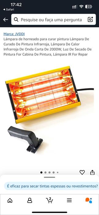 Lâmpada secadora de pintura infravermelhos portátil 2000w