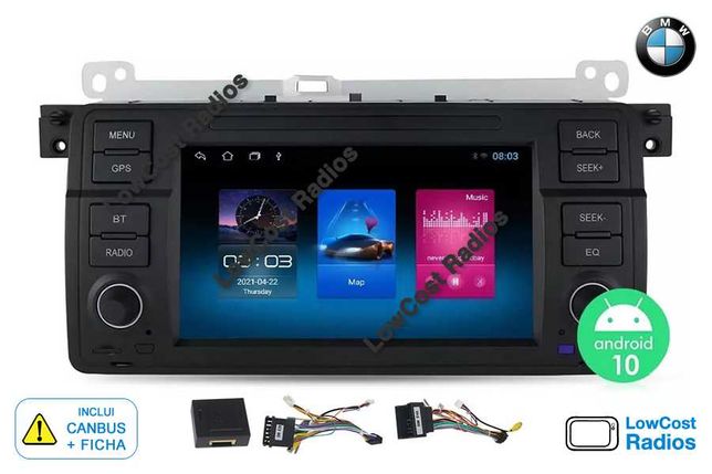 2022: Rádio BMW E46 ANDROID 10 GPS Multimédia 2DIN — Wifi USB APPS