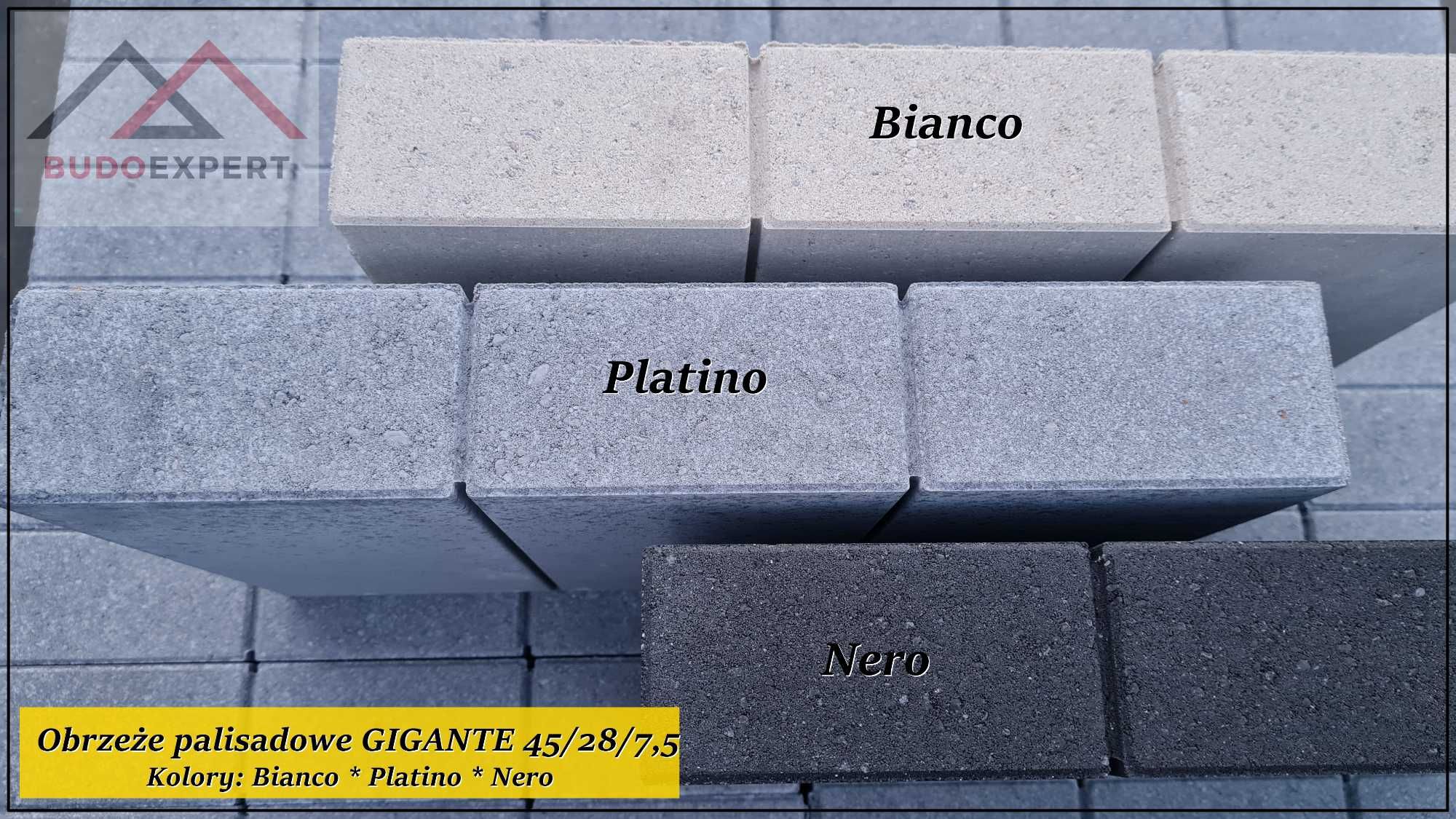 Obrzeże palisadowe gładkie nowoczesne GIGANTE Bianco Nero Platino