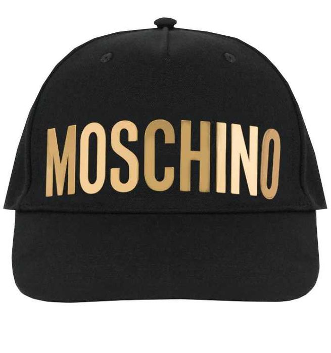 MOSCHINO MILANO luksusowa włoska czapka NERO/ORO