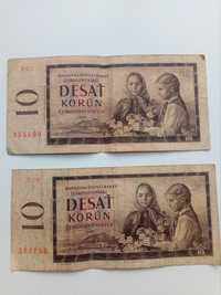 banknot - 10 Koron Czechosłowackich z 1960 roku