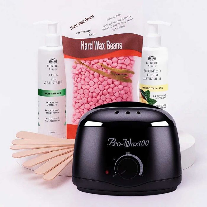 Набір для депіляції: воскоплав, віск, шпателі, засіби до/після