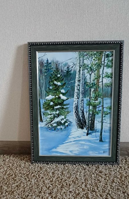 Картина з ялинкою в рамі