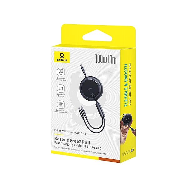 Kabel zwijany Baseus Bright Mirror Series USB-C - 2 x USB-C 100W 1m -