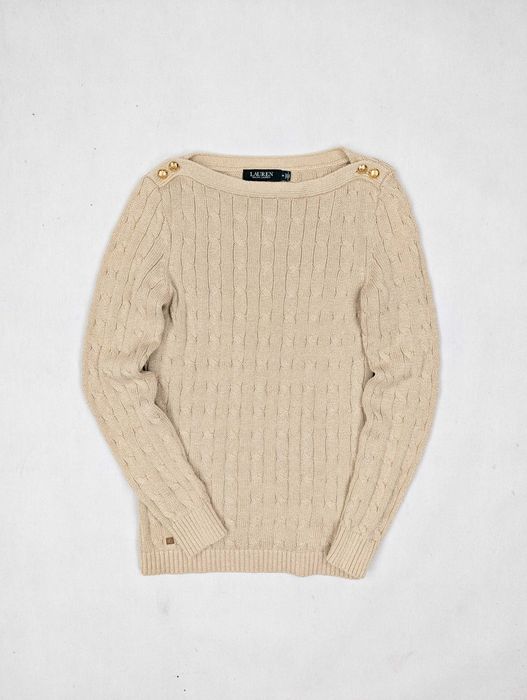 Ralph Lauren złoty sweter warkocz M