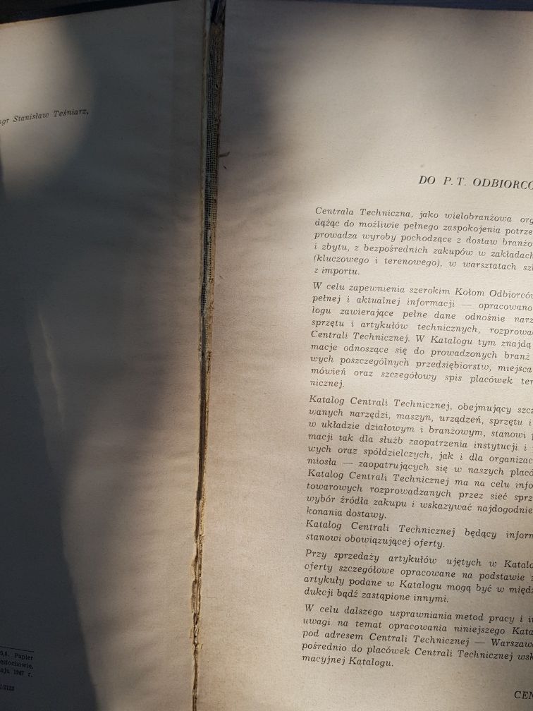 Centrala Techniczna katalog narzędzi, maszyn, urządzeń i sprzętu techn