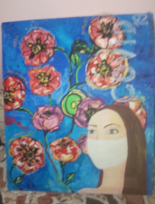 Абстракція акрил з дівчиною