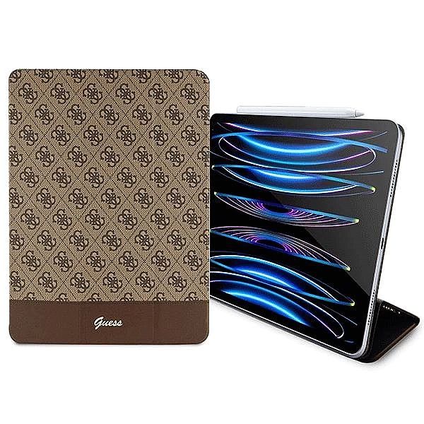 Etui Guess 4G Stripe Allover na iPad Pro 12.9" - brązowe
