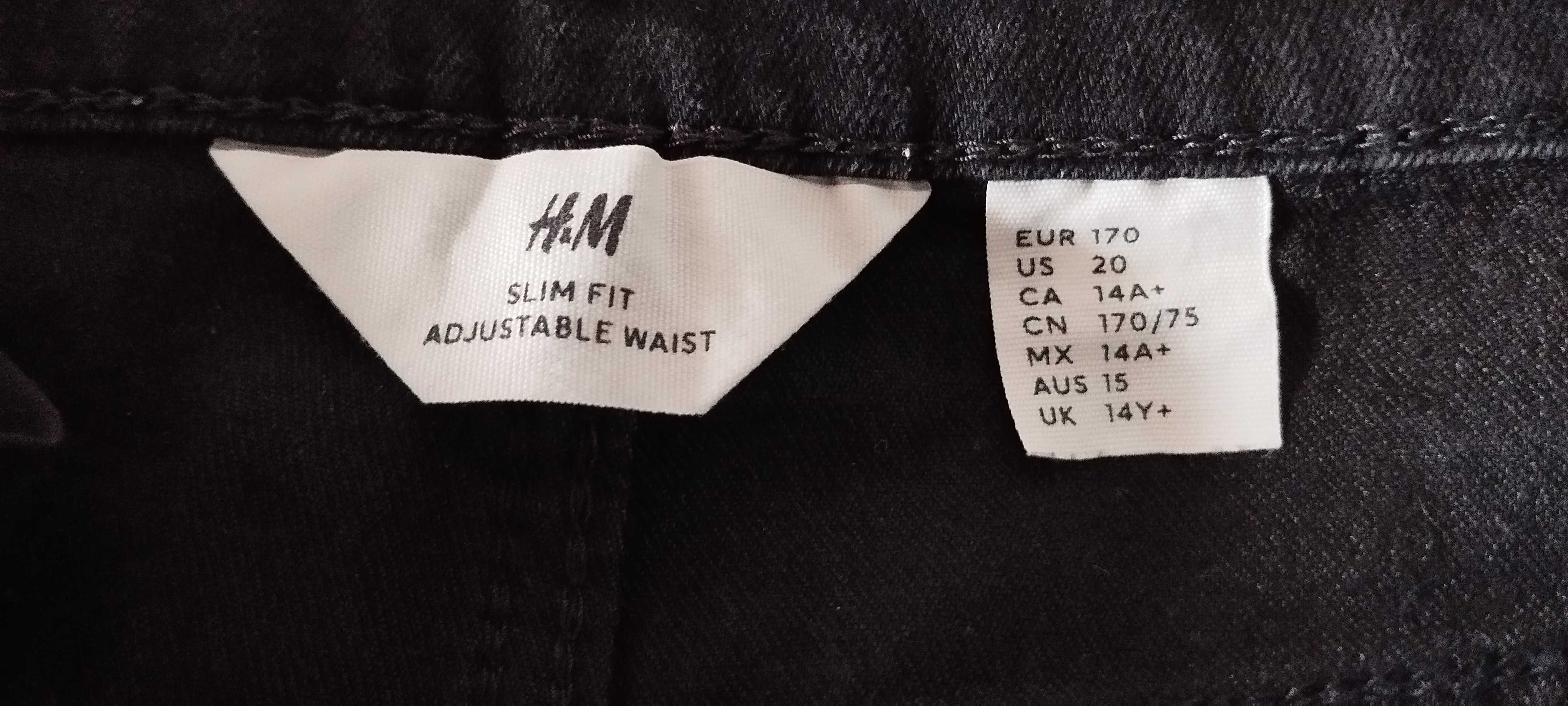 NOWE Spodnie dżinsowe gumowane (czarne) firmy H&M rozmiar 170