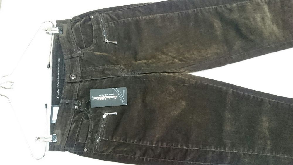 Jeans - imitacja zamszu w kolorze khaki r.38 ANNA MONTANA