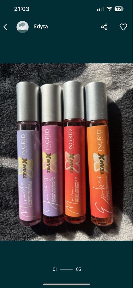Team X mgielki zapachowe 4 szt perfumetki 4 szt razem 8 szt