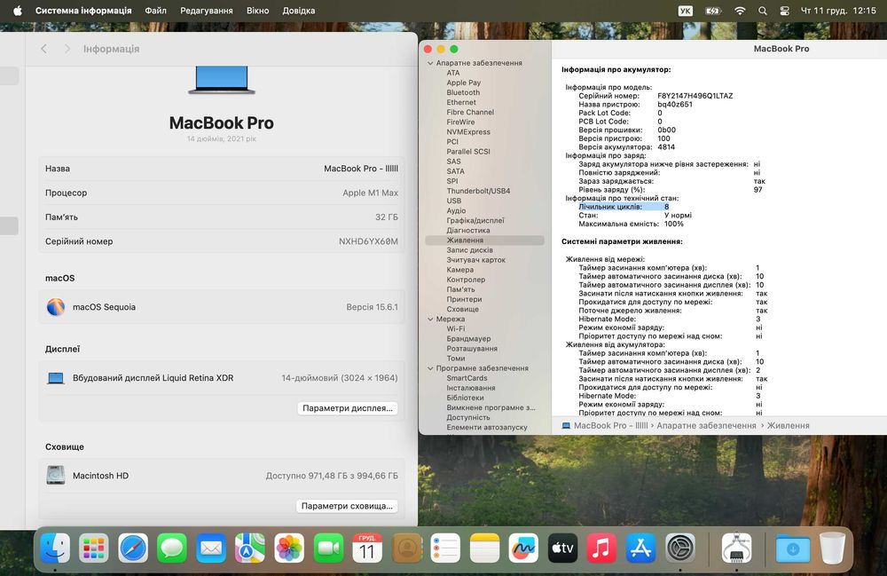 MacBook Pro 14' 2021р. M1 Max / 32 GPU / 32Gb RAM_1000gb SSD_ 8 циклів