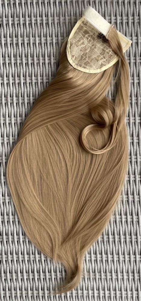 Premium Ultra włosy doczepiane, karmelowy blond, kucyk, treska ( 219 )