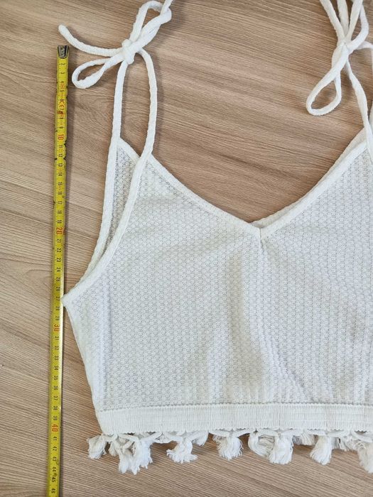 Crop top bluzka na ramiączkach biały Shein M