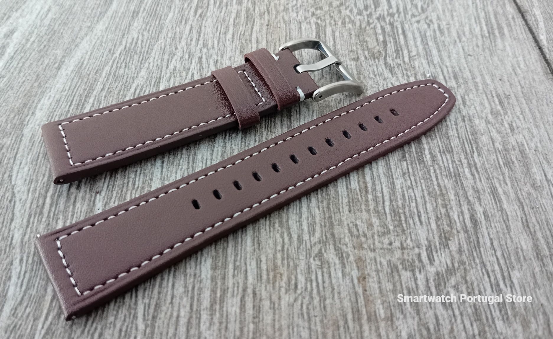 Bracelete em pele 22mm : Castanha escura