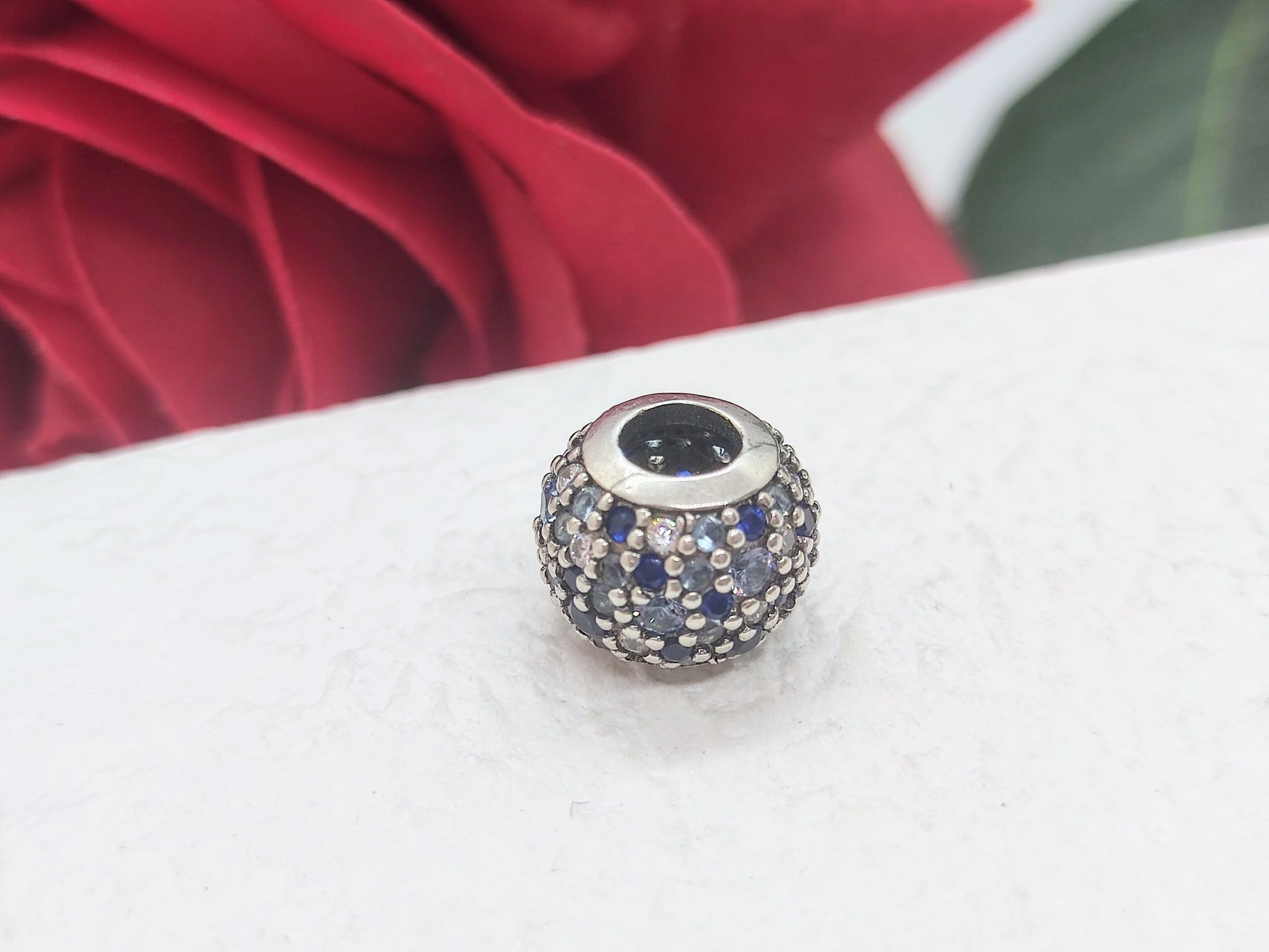 Charm's kula srebro kryształki niebieski srebro S925