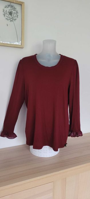 Burgundowa bluzka wiskoza falbanki Himmelblau, roz 44