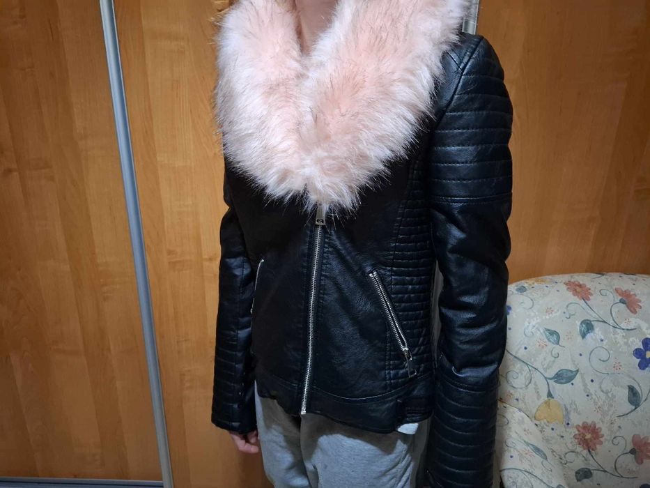 Skórzana kurtka z polarkiem xxs