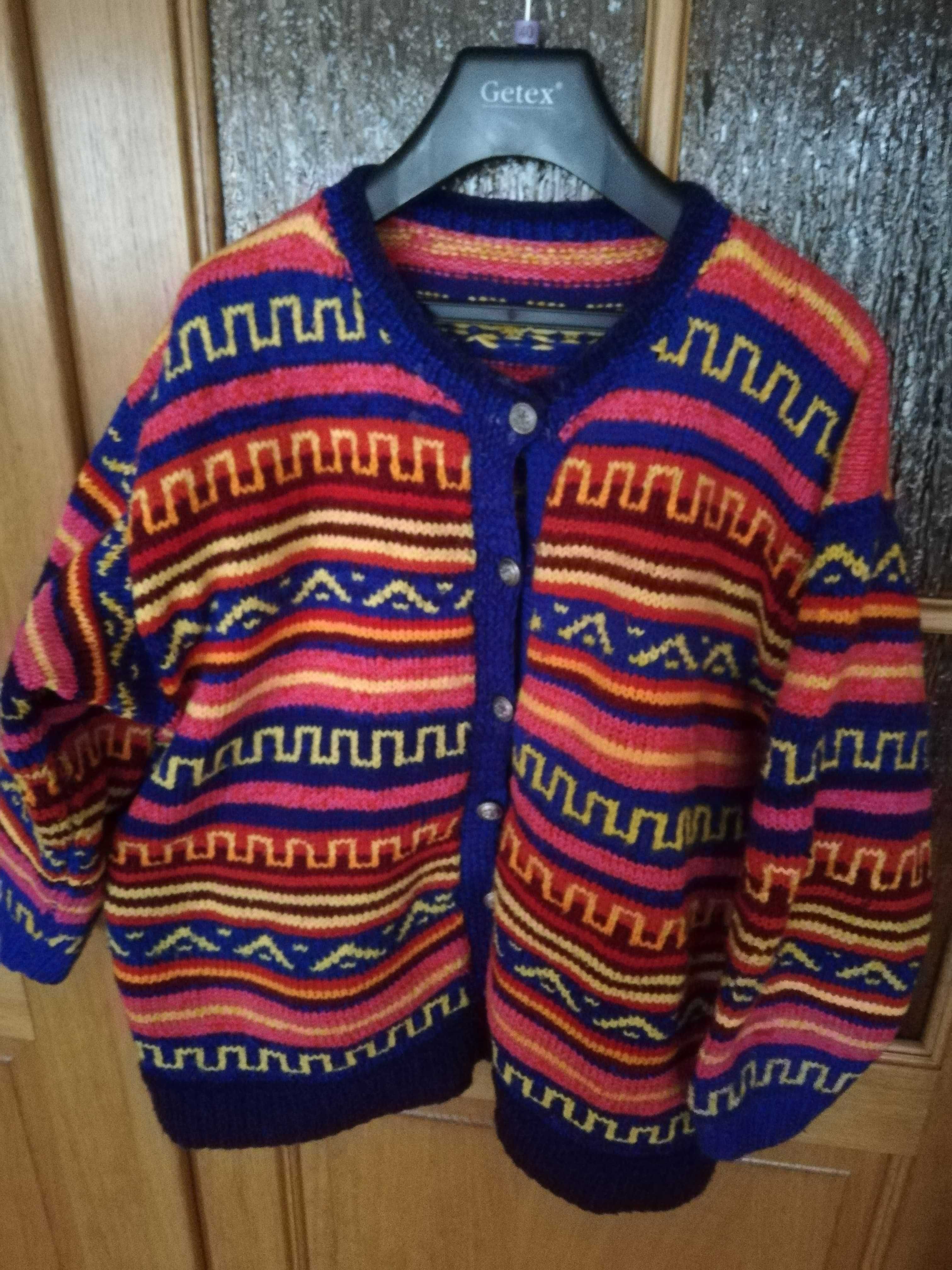 unikat, ręcznie dziergany sweter, L, 42