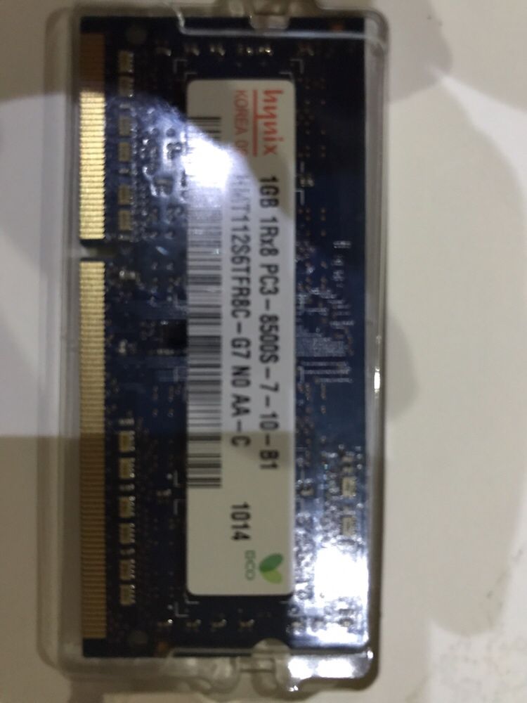 Memória 1GB 1Rx8 PC3-8500s 204pin sodimm