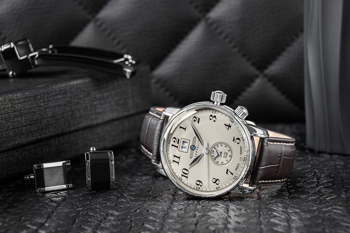 zegarek męski zeppelin lz127 graf zeppelin dual time 7644-5 + box