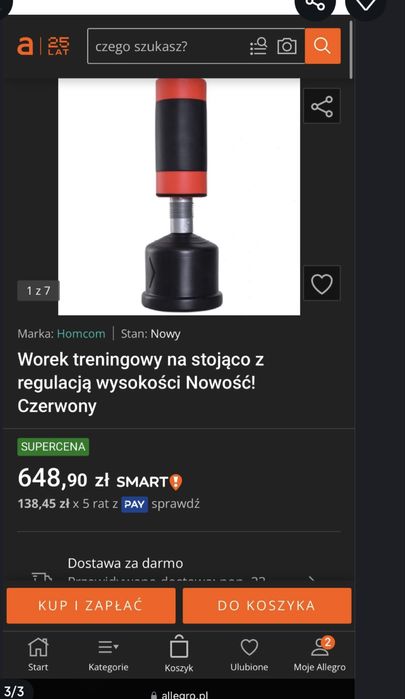 Worek bokserski na stojąco