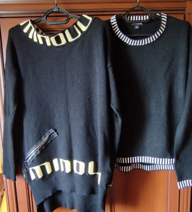 КОФТА (туника)р.XL/52-54 и КОФТА укороченная чёрная с белыми полосками