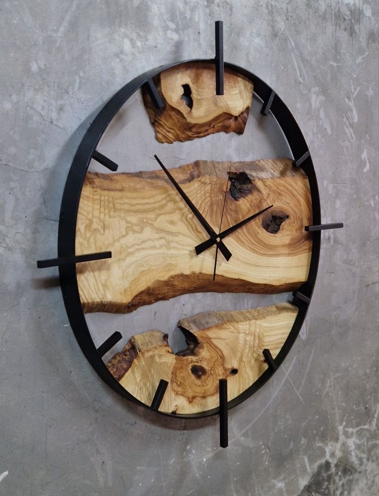 Zegar ścienny loft industrial Jesion 60cm stalowy