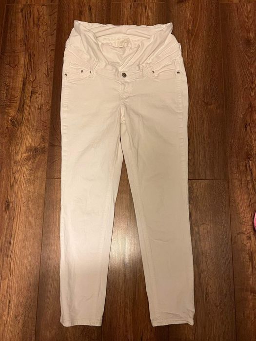 Białe spodnie ciążowe H&M Mama 38