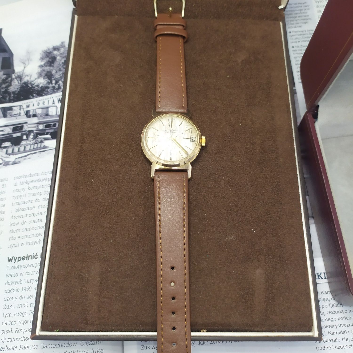Zegarek męski glashutte mechaniczny pozłacany au