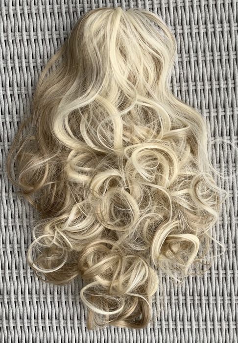 Premium Ultra włosy doczepiane, blond z beżem, kucyk ( 370 )