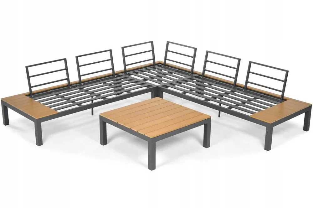 Zestaw Mebli Ogrodowych Do Ogrodu Na Taras Narożny Duży Drewniany