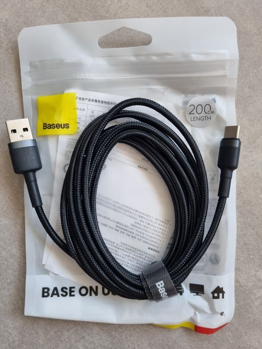 Mocny kabel USB typ C Baseus w oplocie szybkie ładowanie
