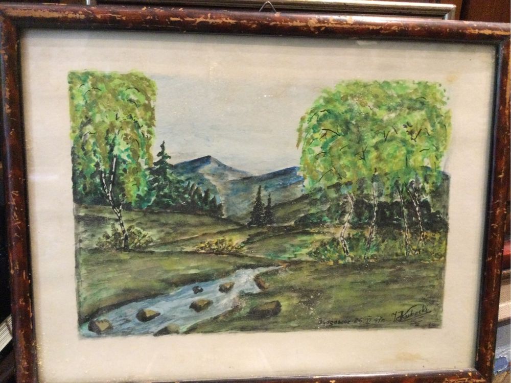 Obraz,Pejzaż gorski,akwarela,1947r,I.Kubacki