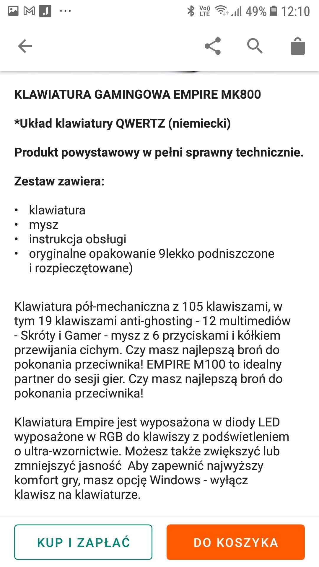 Zestaw Empire gaming mk 800