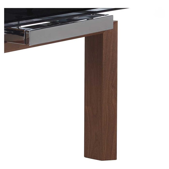 Mesa de Sala de Refeições Extensível de Nogueira e Vidro Qubic