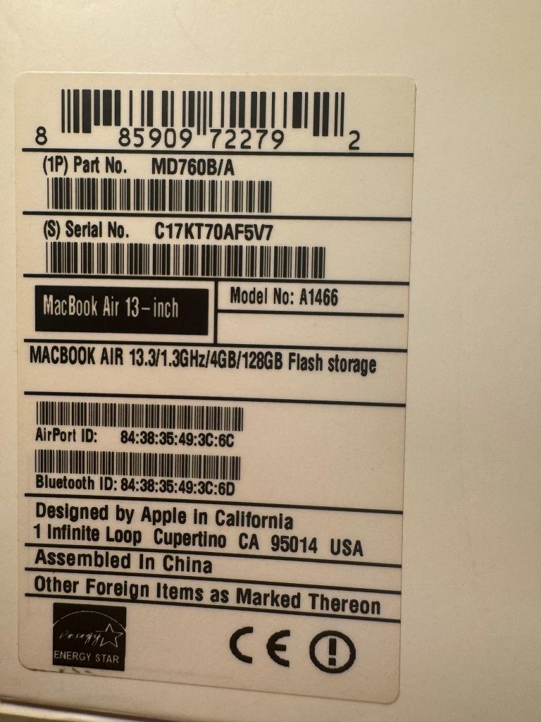 Macbook Air 13,3/1,3GHz/4GB/128GB