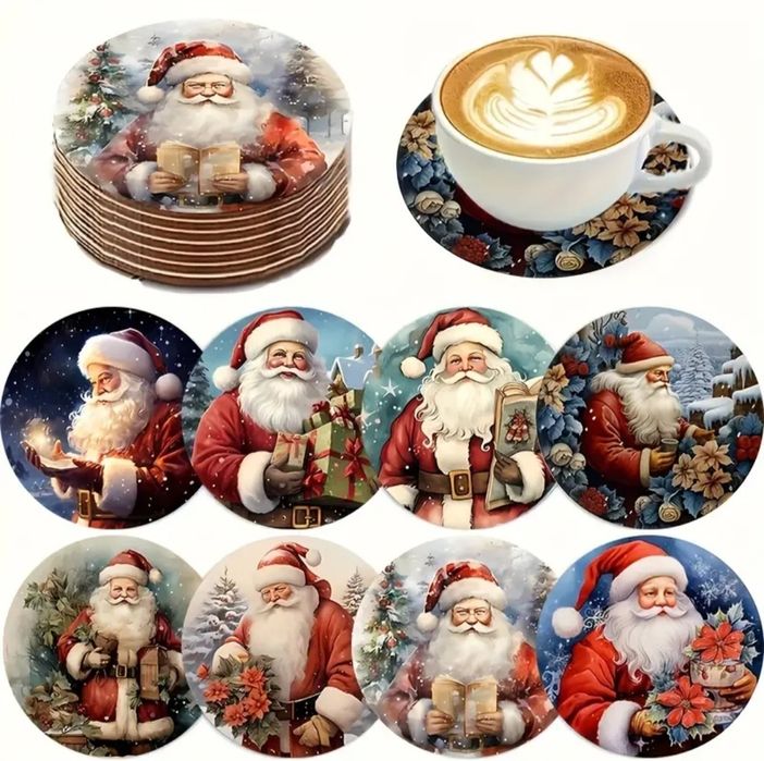 Zestaw świątecznych podkładek i stojak