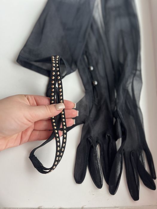 Прозорі рукавиці, перчатки, високі рукавиці +повʼязка на голову