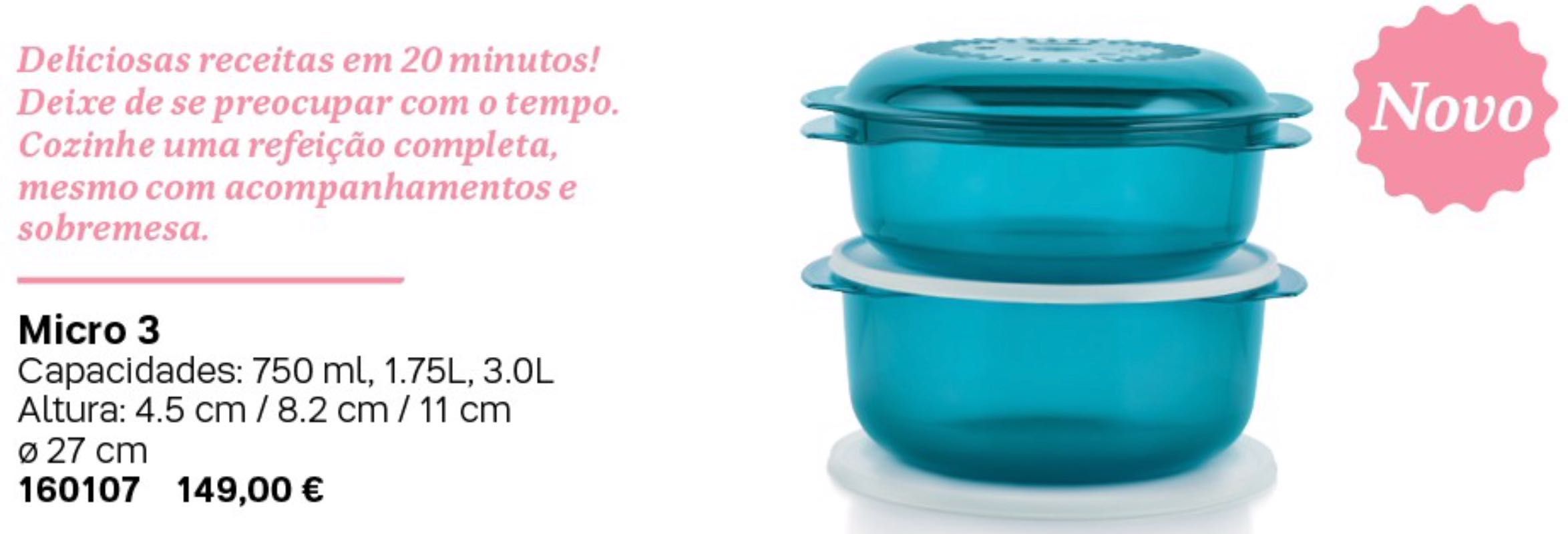 Micro 3 para cozinhar Tupperware