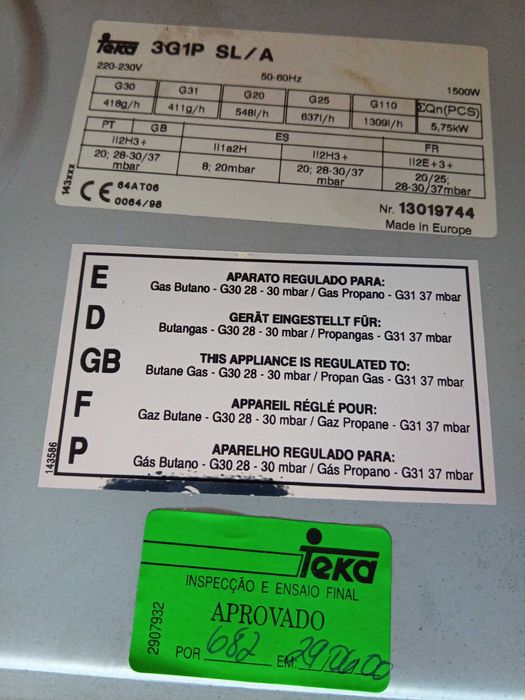 PLACA Fogão de ENCASTRAR TEKA - 3 Bicos Gás 1 Elétrico