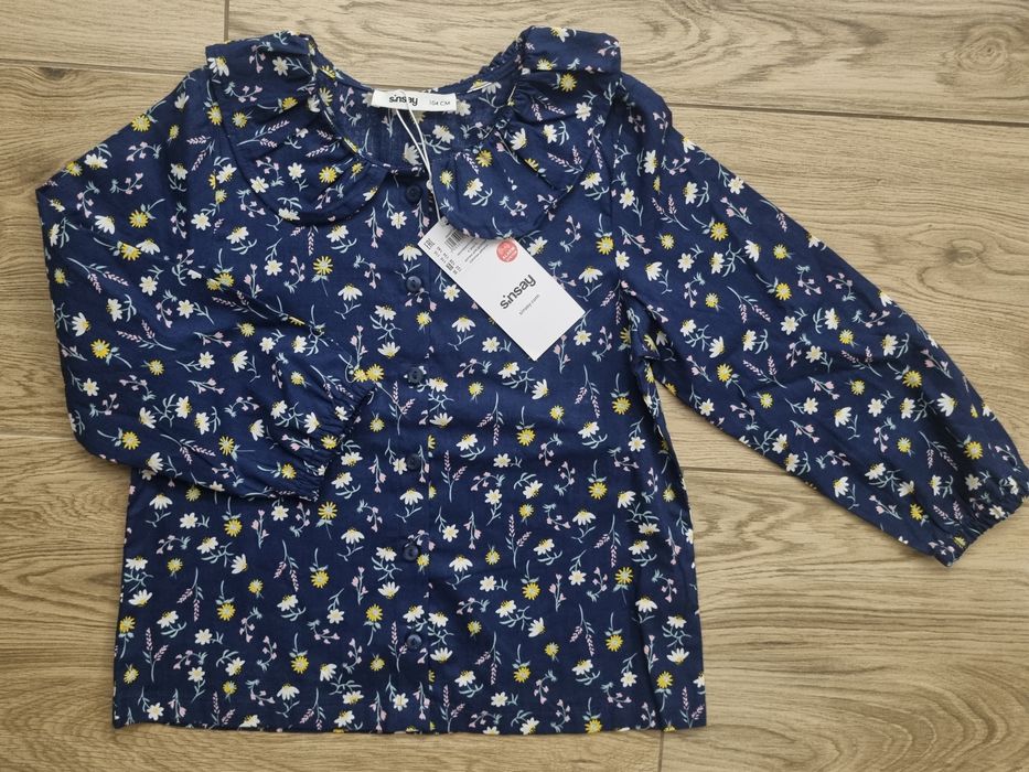 3 x Bluzka + 1 x Koszula dziewczynka rozm. 98/104 / H&M / Okaidi / Sin